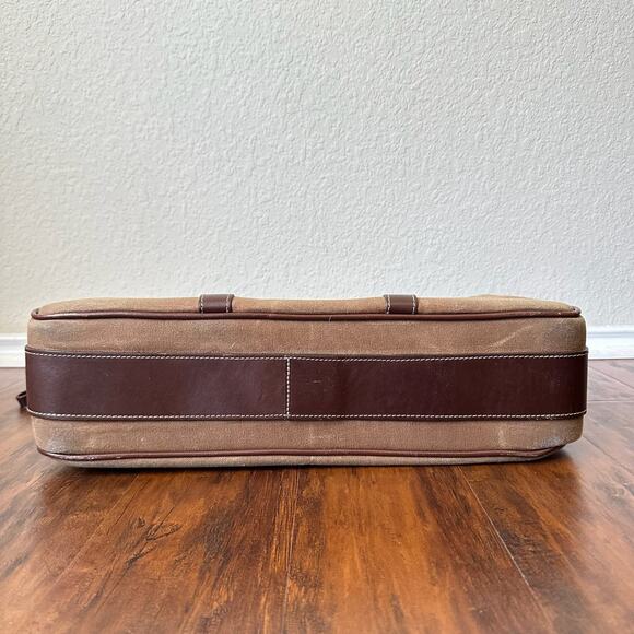 THE WHITE WING Bag Brown Canvas Leather Briefcase Messenger Crossbody Business - Picture 8 of 16